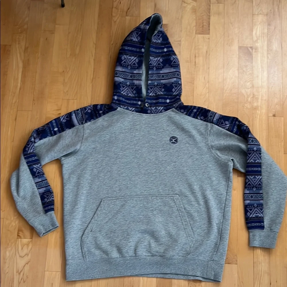 🌄Canyon Block Hooded Gray & Purple-Blue Patterned Hoodie by HOOEY | XL - Picture 6 of 17